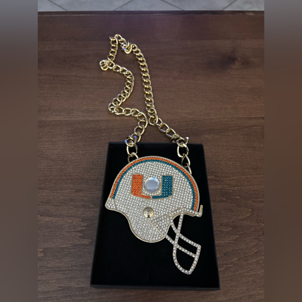 University of Miami Hurricanes - Costume fashion jewelry. Helmet Necklace